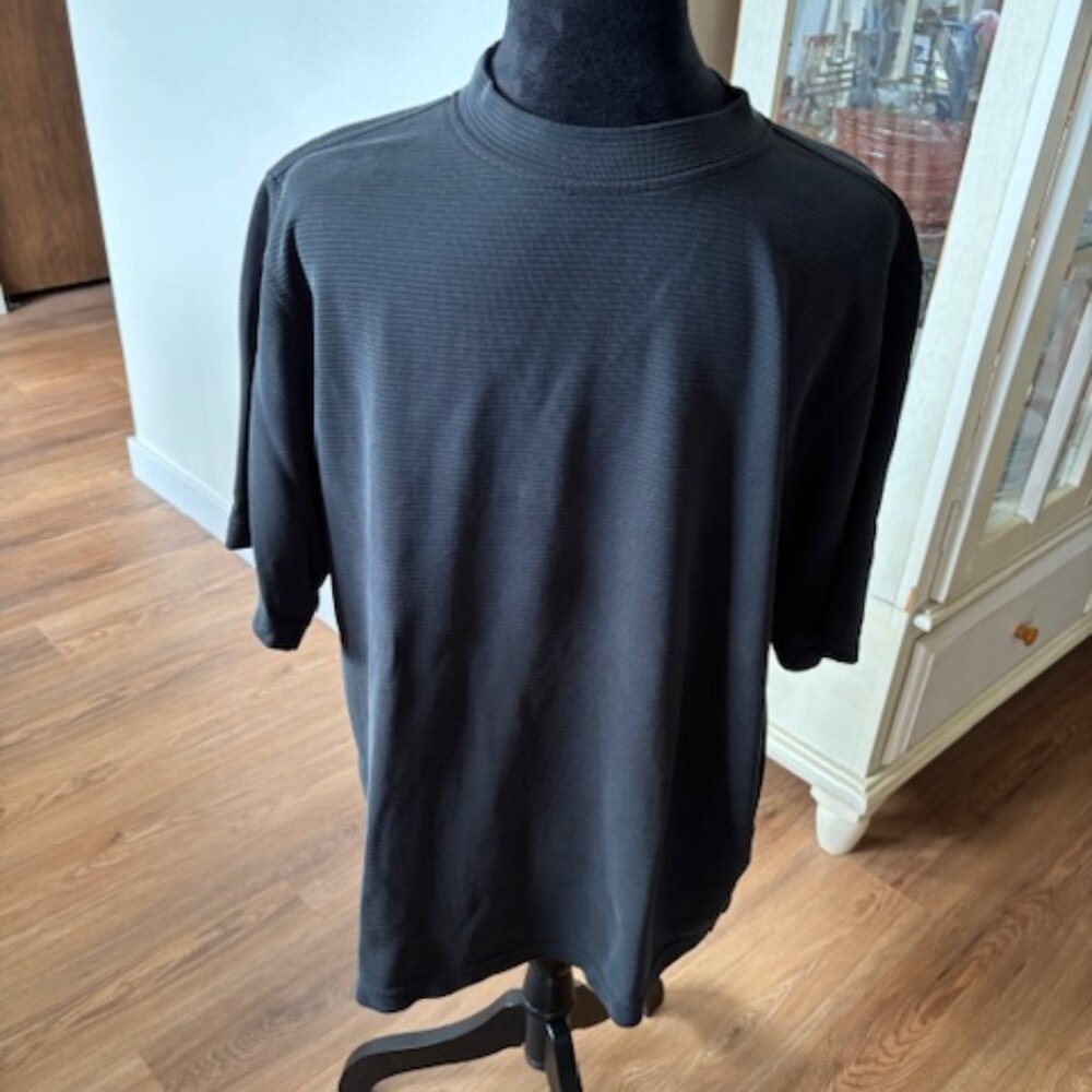 Bugatchi Uomo Mens Short Sleeve Black Ribbed Top Small